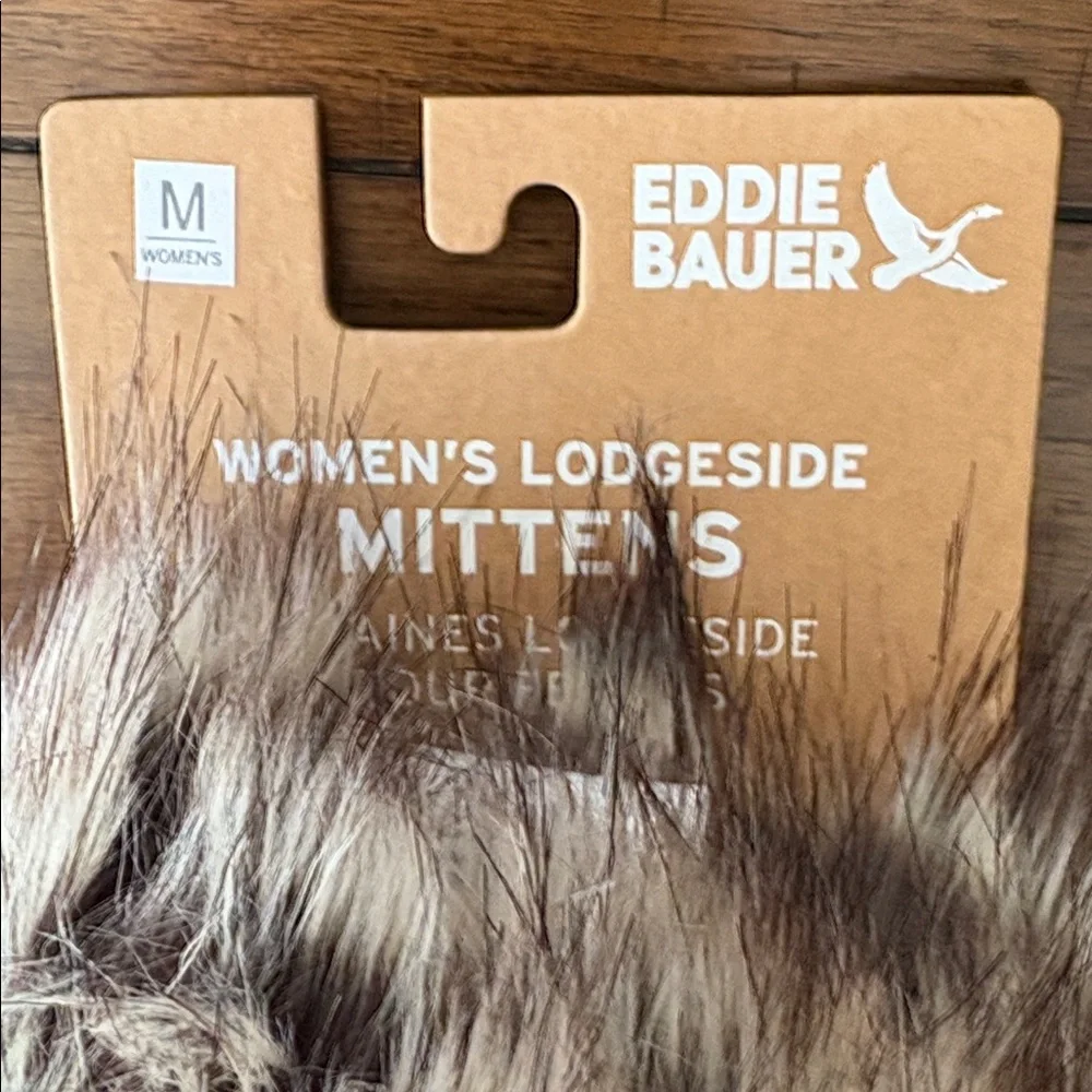 Eddie Bauer Lodgeside fake fur mittens medium new